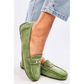 Mocassins femme en daim Sourd L.GREEN - Inello vert 3