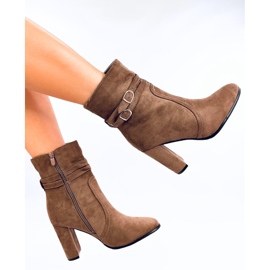 Dianes Bottines à talons en daim kaki brun 5