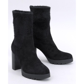 Carlini Bottines noires à talons hauts avec revers élastique 1