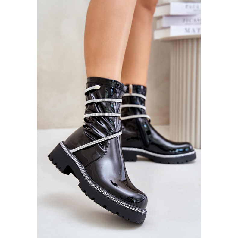 Bottines femme vernies noires 1