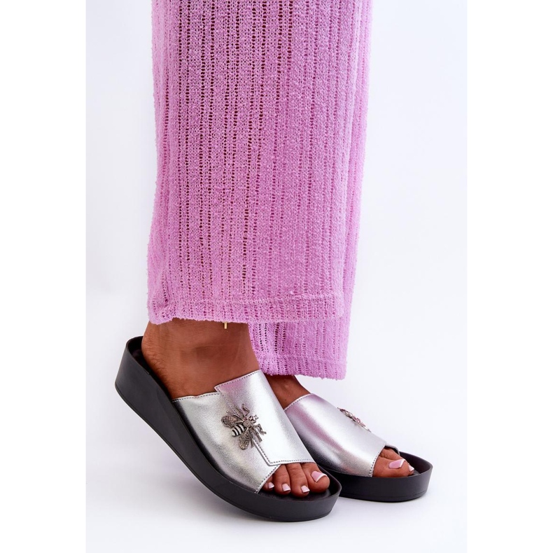 Tongs plateforme S.Barski Silver gris 1