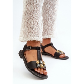 Sandales pour femmes avec décoration S.Barski Noir 1