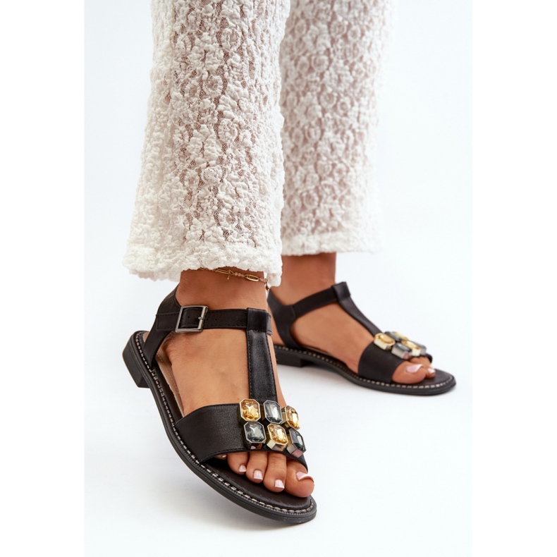 Sandales pour femmes avec décoration S.Barski Noir 1