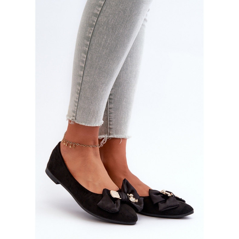 Ballerines femme noires avec nœud 1