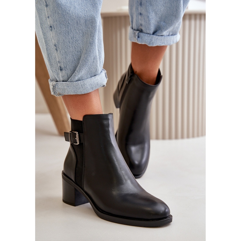 Bottines isolées à boucle pour femme, noires 1