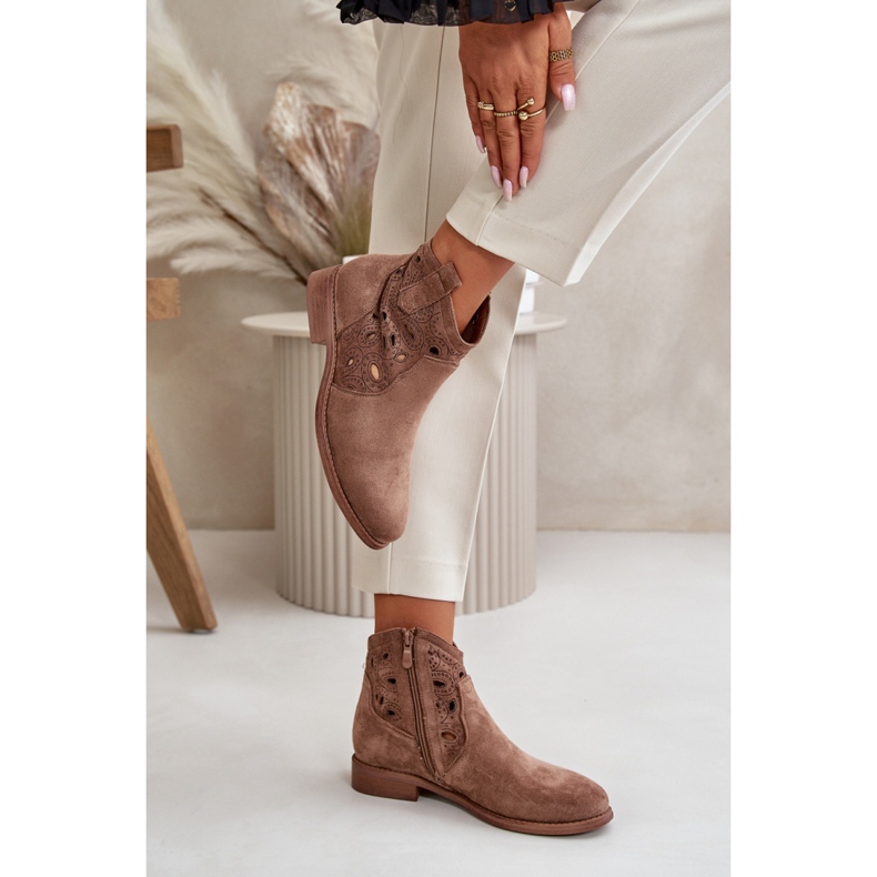 S. BARSKI Boots femme à tige ajourée S.Barski marron brun 2