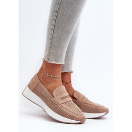 Mocassins plateforme femme beiges 1
