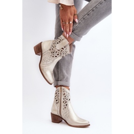 Bottines femme Zazoo à tige ajourée, doré d'or 2