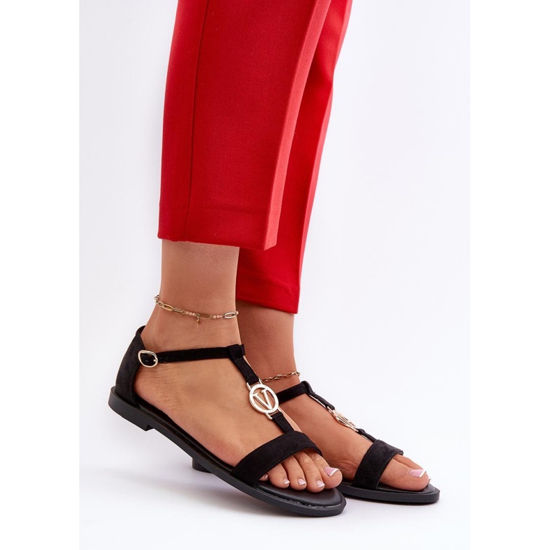 Sandales pour femmes avec décoration dorée Vinceza Noir le noir 1