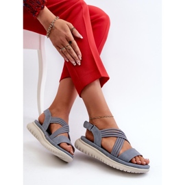 Sandales velcro femme bleues 1