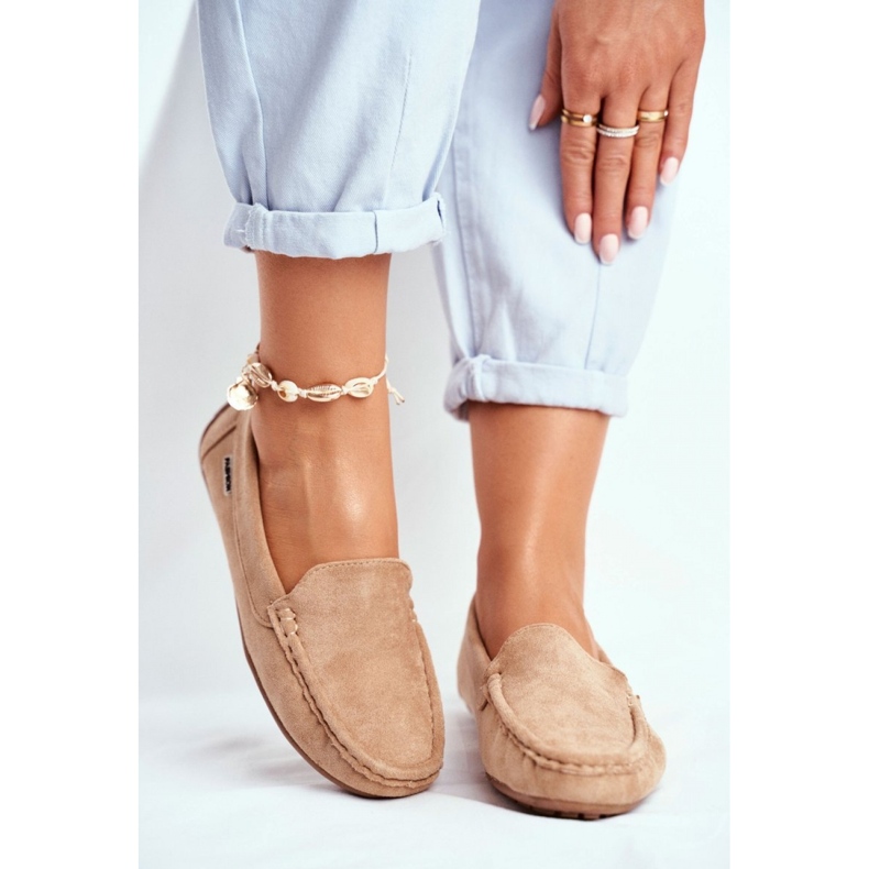 Mocassins femme en daim beige 1