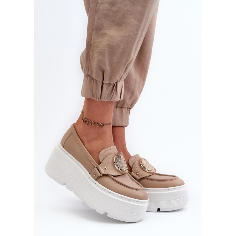 Zazoo Mocassins plateforme massive beige 1