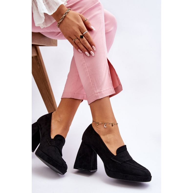 Escarpins femme noirs à talon massif 1