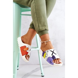 Tongs pour femmes avec imprimé Blanc blanche 1