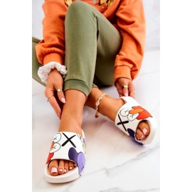 Tongs pour femmes avec imprimé Blanc blanche 2
