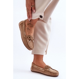 Mocassins femme marron avec noeud brun 2