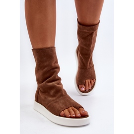 Sandales femme Zazoo en daim marron avec dessus brun 2