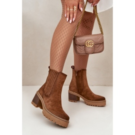 Bottines pour femmes en éco-daim brun 1
