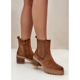 Bottines pour femmes en éco-daim brun 2