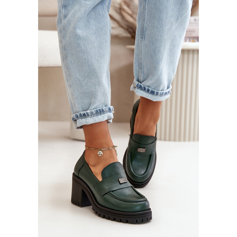 Chaussures en cuir femme Zazoo vert 1