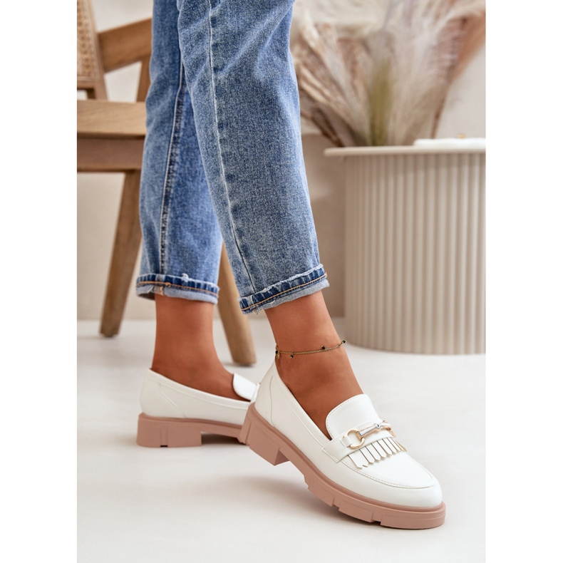 Mocassins pour femmes avec décoration, blanc blanche 1