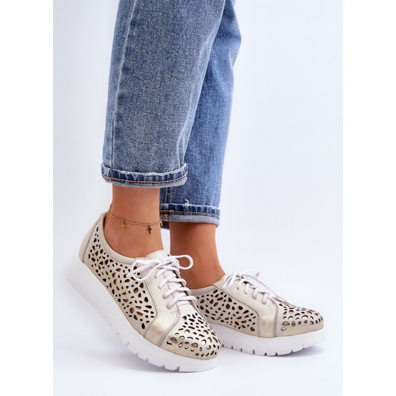 Chaussures en cuir Zazoo dorées pour femmes d'or 1