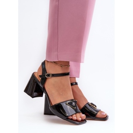 S.Barski Sandales à talons vernis noires 1
