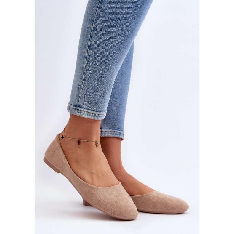 Ballerines femme en daim beige 1