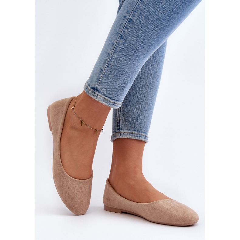 Ballerines femme en daim beige 2