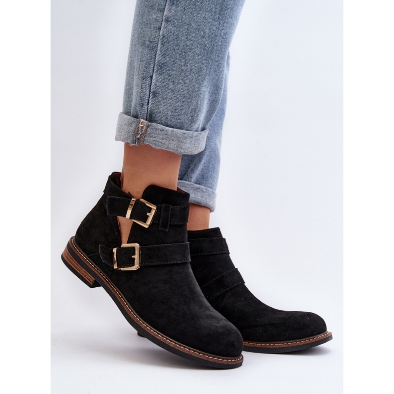 Bottines femme à rayures décoratives Noir le noir 1