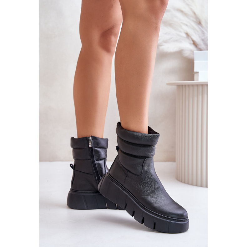 Zazoo Bottines femme en cuir noir avec fermeture éclair le noir 1