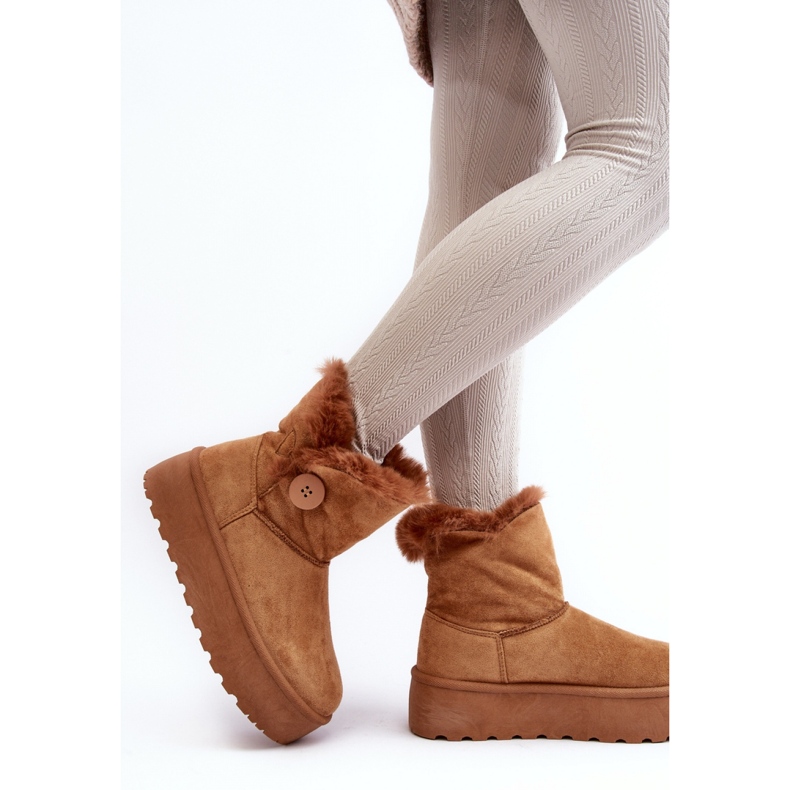 Bottes de neige pour femmes avec fourrure sur la plateforme Camel brun 2