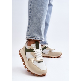 Chaussures de sport pour femmes sur la plateforme Beige/Vert 2