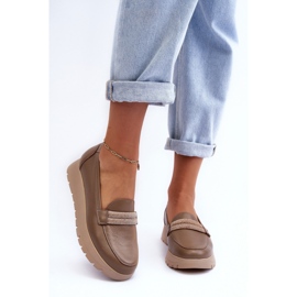 Lemar Chaussures en cuir pour femmes sur la plate-forme beige 1