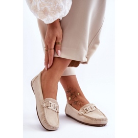 Mocassins femme en daim beige 2