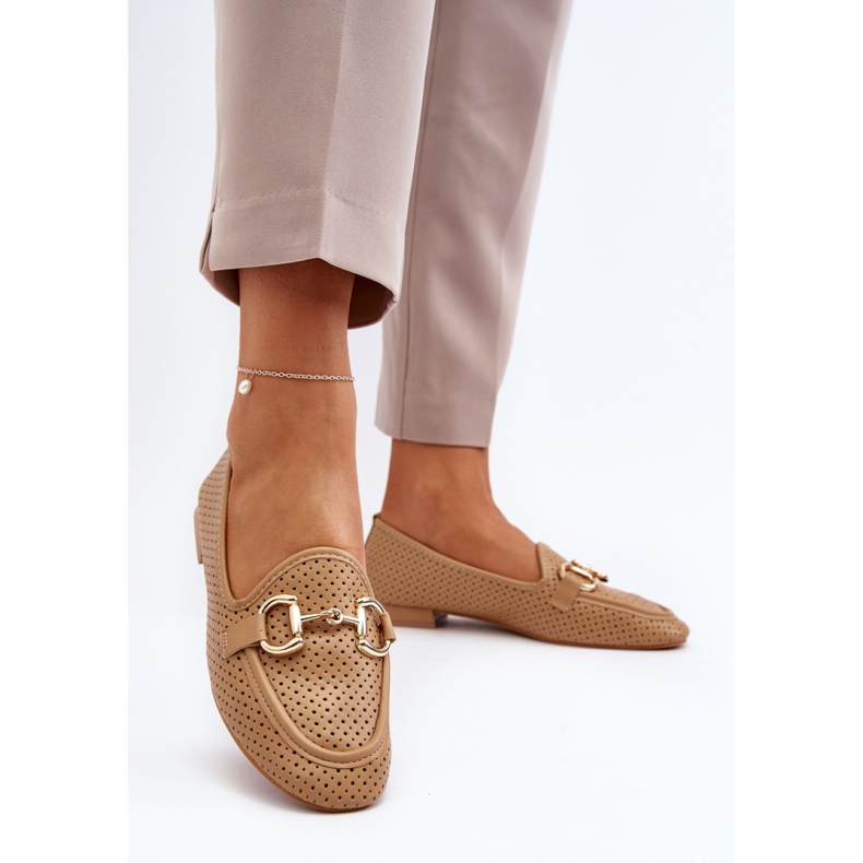 Mocassins plats femme camel brun 1