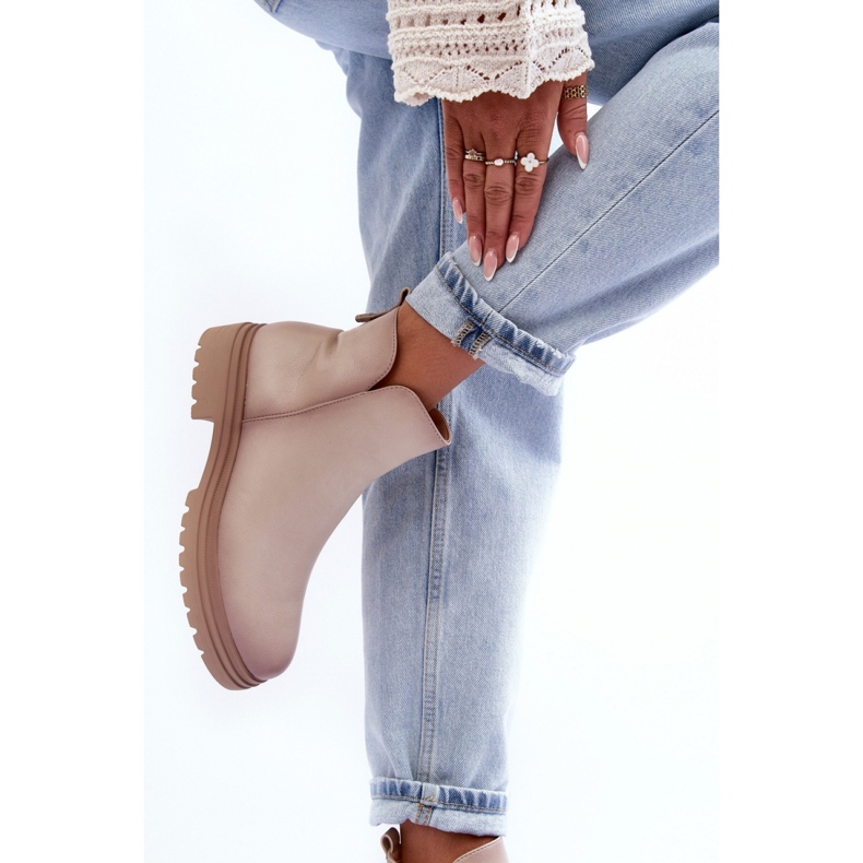 Bottines plateforme femme beiges 2