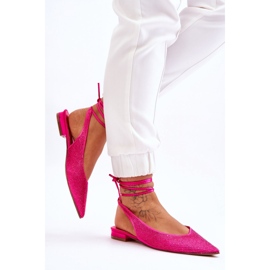 Ballerines nouées avec strass fuchsia rose 2