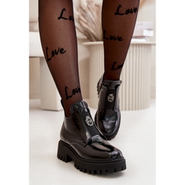 Bottines femme en cuir avec décoration Zazoo Noir 1