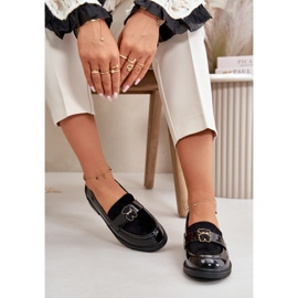 Mocassins pour femmes avec décoration Vernis Noir S.Barski 1