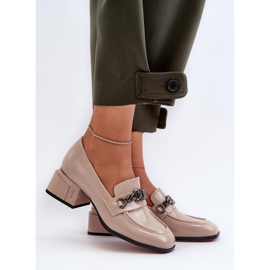 S.Barski Escarpins femme beiges en cuir verni 1