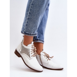 Zazoo Bottines femme blanches à tige ajourée 1