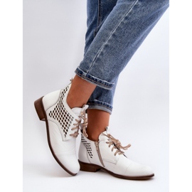 Zazoo Bottines femme blanches à tige ajourée 2