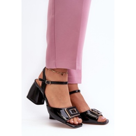 S.Barski Sandales élégantes à talons vernis noir 1