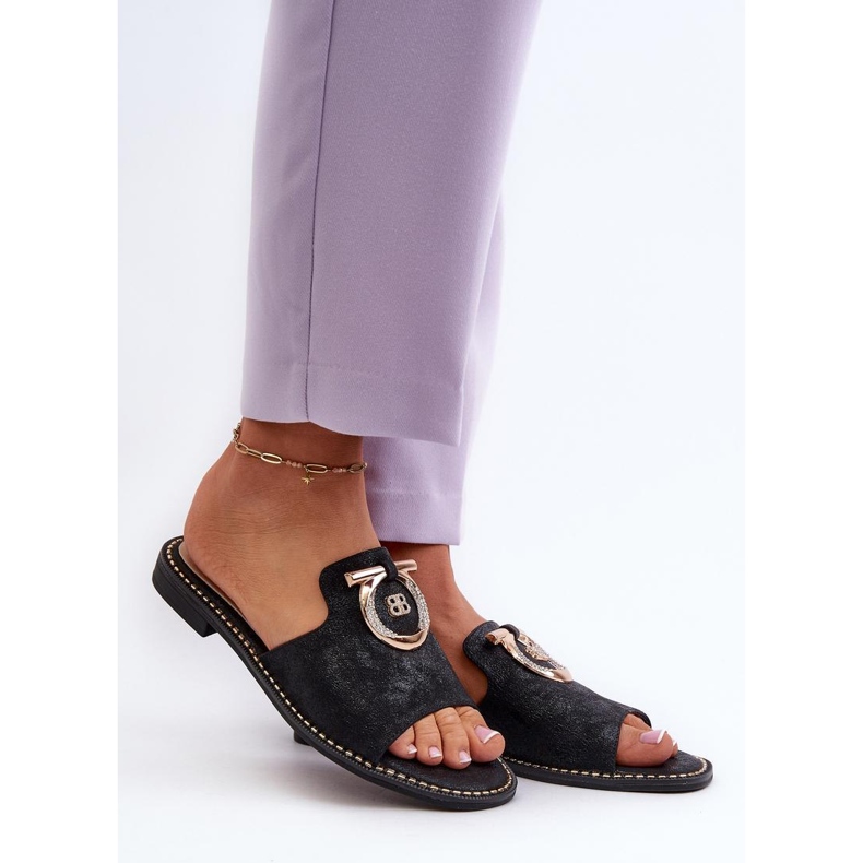 Tongs pour femmes avec décoration S.Barski Noir 1