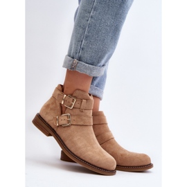 Bottines femme beiges à rayures décoratives 1