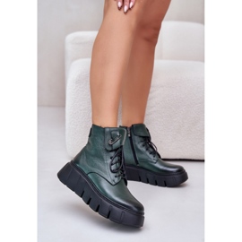 Zazoo Bottines plateforme vert foncé pour femmes 1