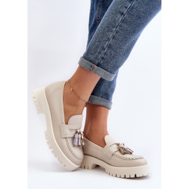 CheBello Mocassins élégants à franges beige 2 CheBello Mocassins élégants à franges beige 2