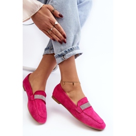 Mocassins femme avec strass Fuchsia rose 1