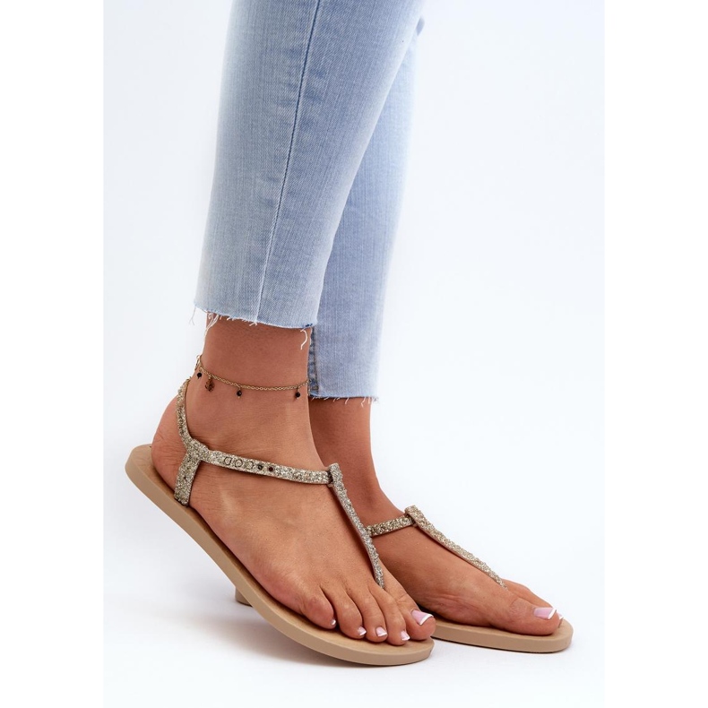 Tongs sandales pour femmes à paillettes Ipanema Gold doré 1